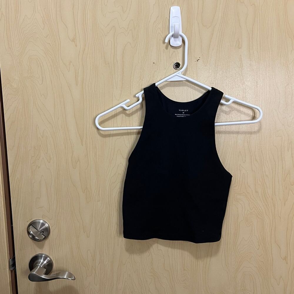 Varley Cropped Black Ripped Tank Top